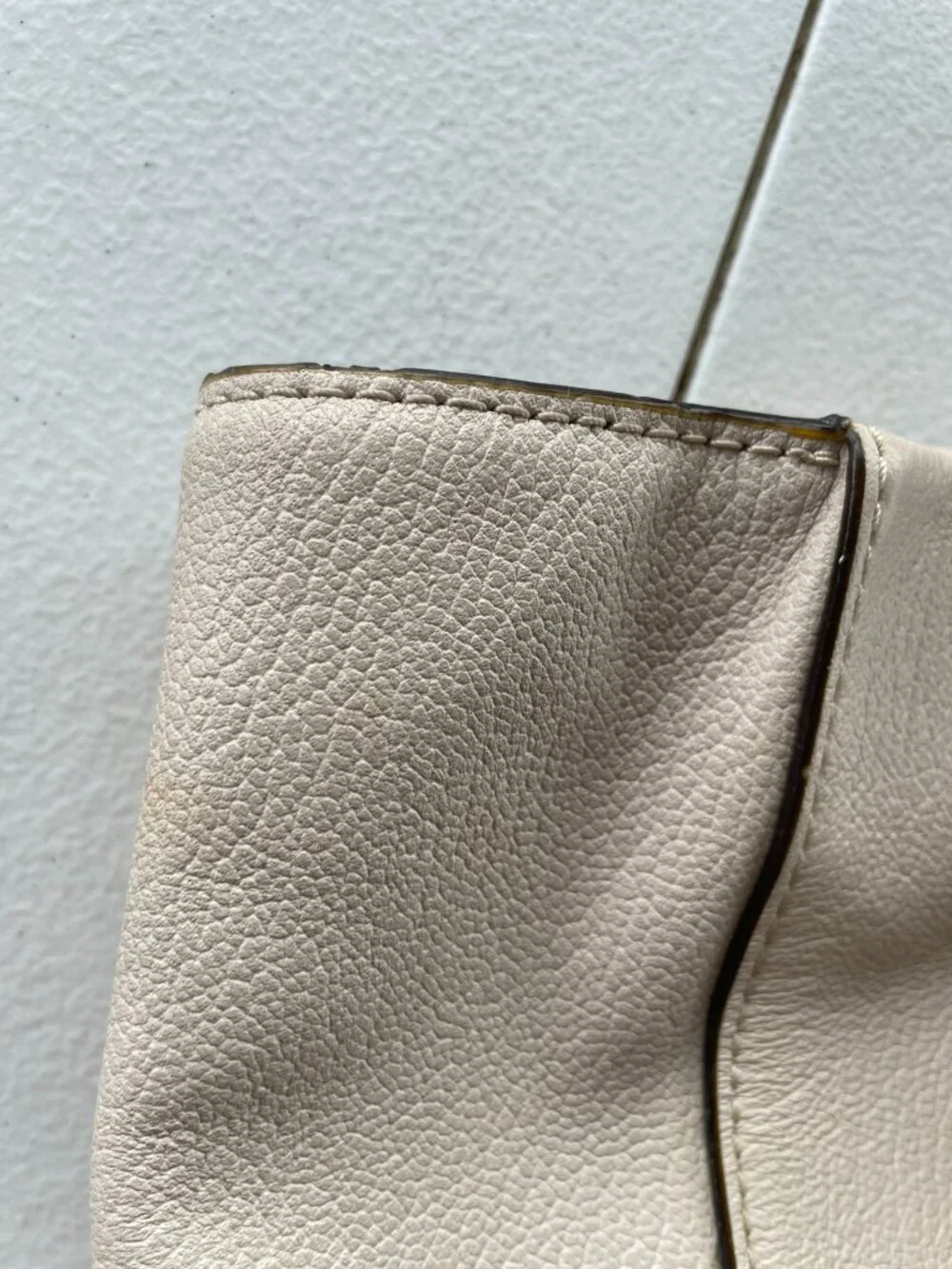 Kate Spade New York Large Leather Tote Purse Cream Ivory Shoulder Bag Work Lapto